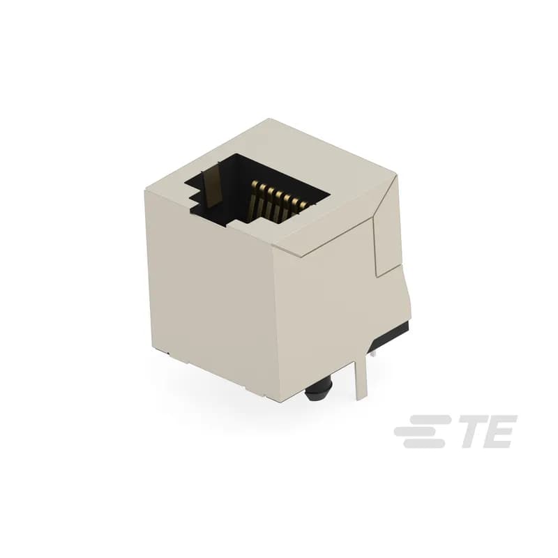 TE Connectivity 133934-E - RJ45 Connector, Single Port, 1 x 1, Jack, Shielded, Cat 5, 8 Position, Standard Profile, Through Hole - Solder, Vertical, Top Entry