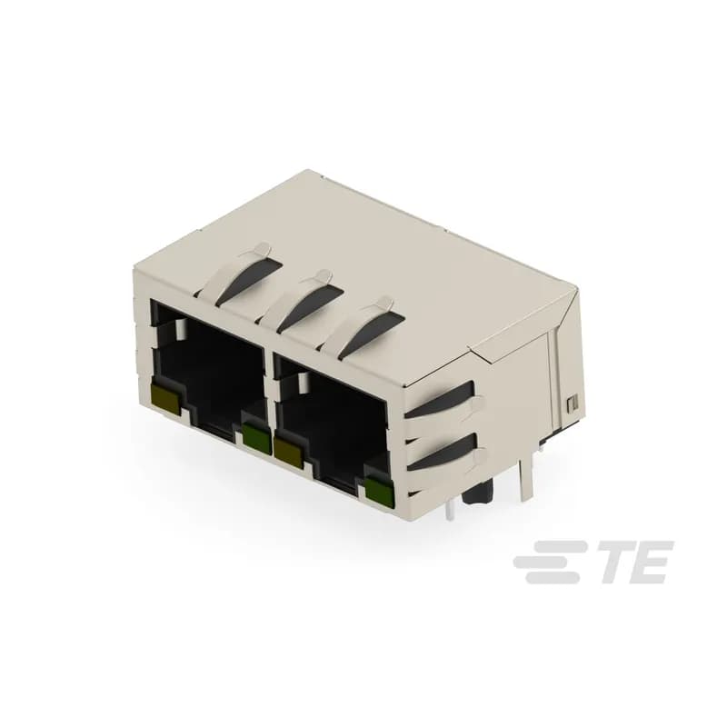 RJ45 Connector, Multiple Ports, 1 x 2, Jack, Shielded, Standard - Latch Down, 16 Position, Standard Profile, Through Hole - Solder, Right Angle
