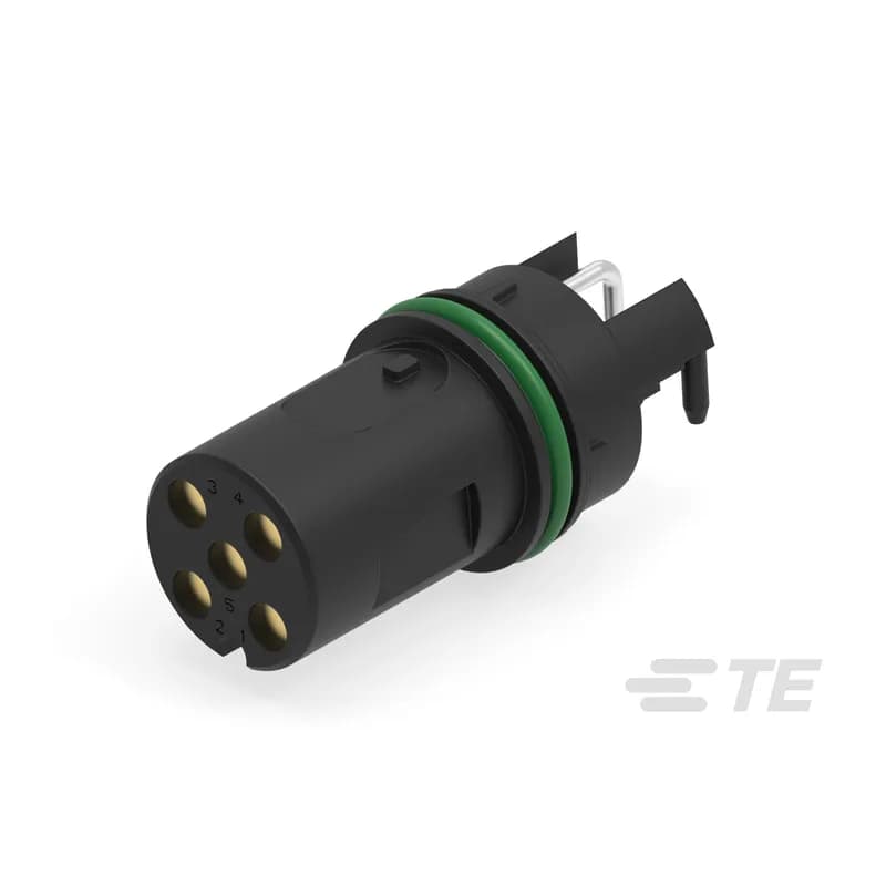 TE Connectivity 225457-E - 5 Position Circular Connector, Cable-to-Board, Sealable, Printed Circuit Board, Power, Signal & High Speed Data, Board Mount, A Code, M12 Connector