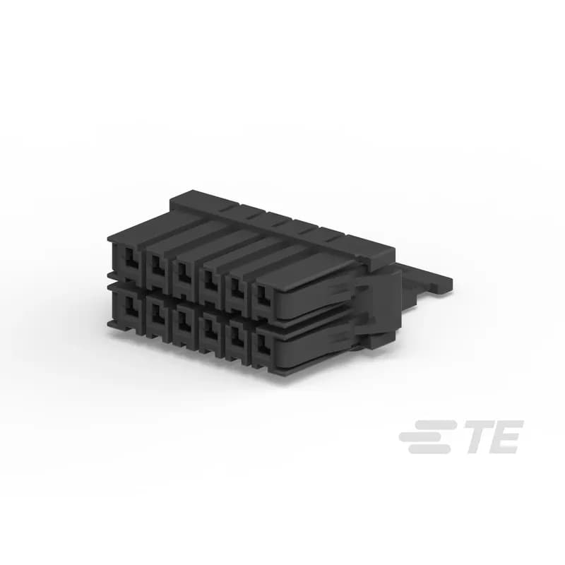 TE Connectivity 2-2303378-1 - Housing, Receptacle, Wire-to-Board, 12 Position, 5.08 mm [.2 in] Centerline, Crimp, 2 Row, Black, Wire & Cable, Power & Signal, Dynamic 3000 Series