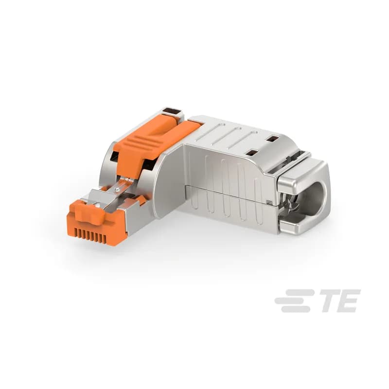 RJ45 Connector, Single Port, 1 x 1, Plug, Shielded, Cat 5e, 8 Position, Standard Profile, 1.02 mm Centerline, Wire & Cable, Power & Signal, Orange