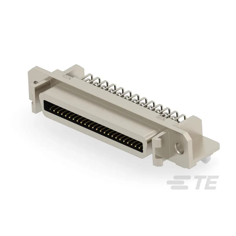 Receptacle, Board-to-Board, 50 Position, 1.27 mm [.05 in] Centerline, 2 Row, 2 Shell Size, Rectangular, SCSI Connectors, PCB D-Sub Connectors