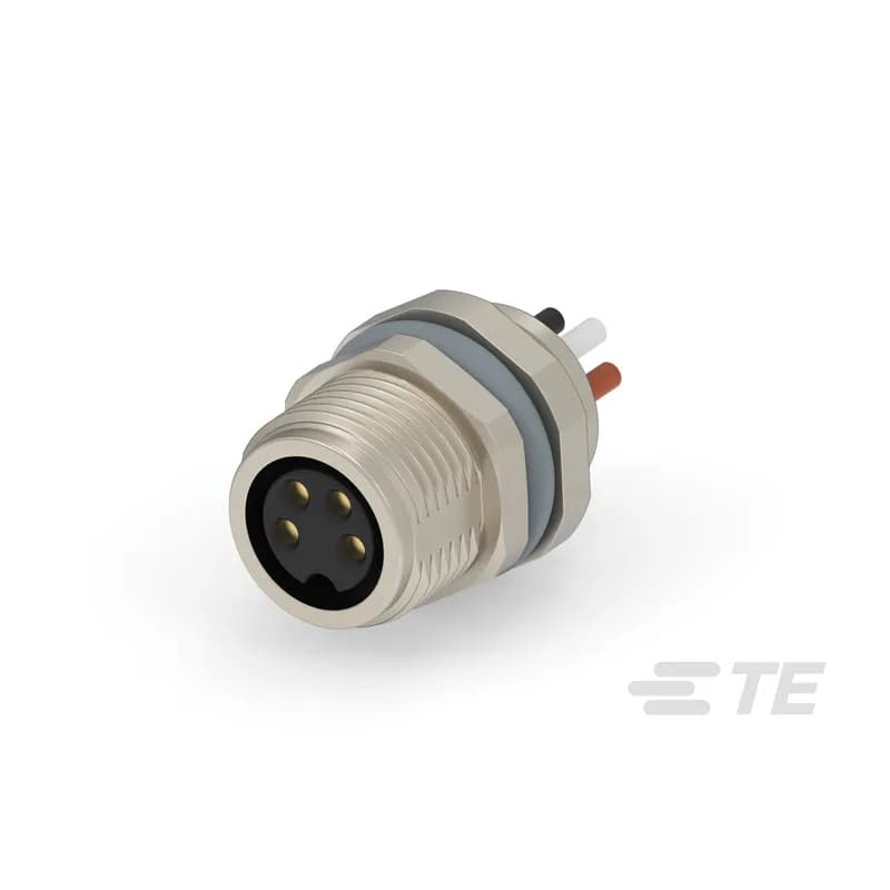 4 Position Circular Connector, Wire-to-Panel, Sealable, Wire & Cable, Signal, Panel Mount, Reverse Gender, Nickel, Copper Alloy, A Code, M8 Connector