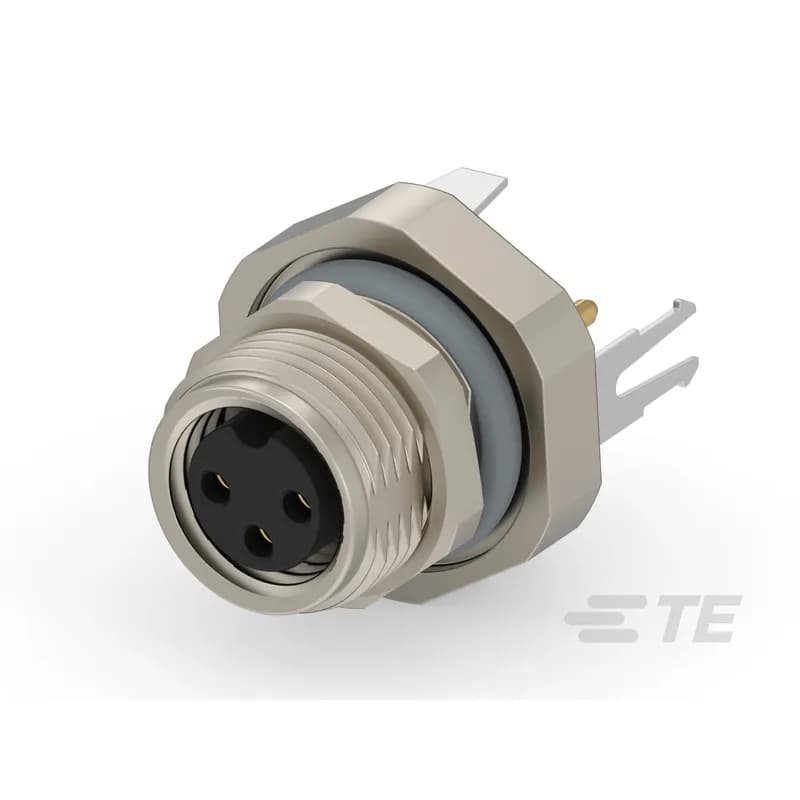 3 Position Circular Connector, Cable-to-Panel, Sealable, Printed Circuit Board, Signal, Panel Mount, Reverse Gender, Nickel, Brass, A Code