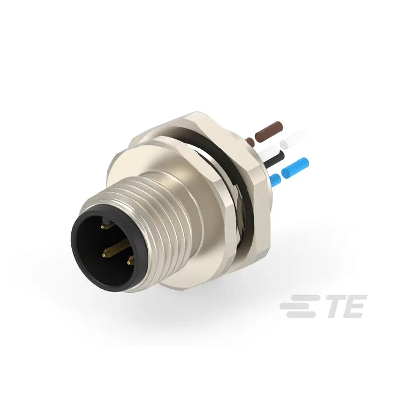 4 Position Circular Connector, Wire-to-Panel, Sealable, Wire & Cable, Signal, Panel Mount, Reverse Gender, Nickel, Copper Alloy, A Code, M12 Connector