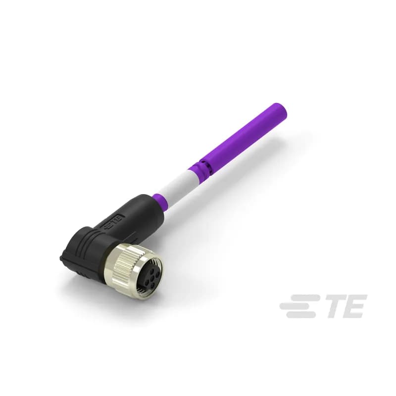 M12 Pigtail Cable Assembly, 2 Position, 8 m, Industrial Fieldbus, PROFIBUS, B Code, M12 Socket End A, Shielded, Single Ended, PA66+25GF