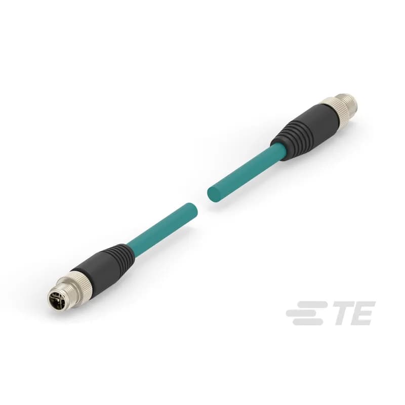 M12 Cable Assembly, 8 Position, 5 m, Industrial Ethernet, Ethernet, X Code, M12 Plug End A, M12 Plug End B, Shielded, Double Ended, PA66+25GF