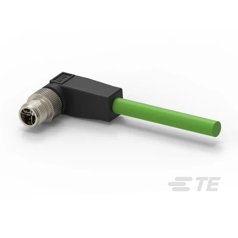 TE Connectivity TAX38221112-002 - M12 Pigtail Cable Assembly, 8 Position, 1 m, Industrial Ethernet, Ethernet, X Code, M12 Plug End A, Shielded, Single Ended, PA66+25GF