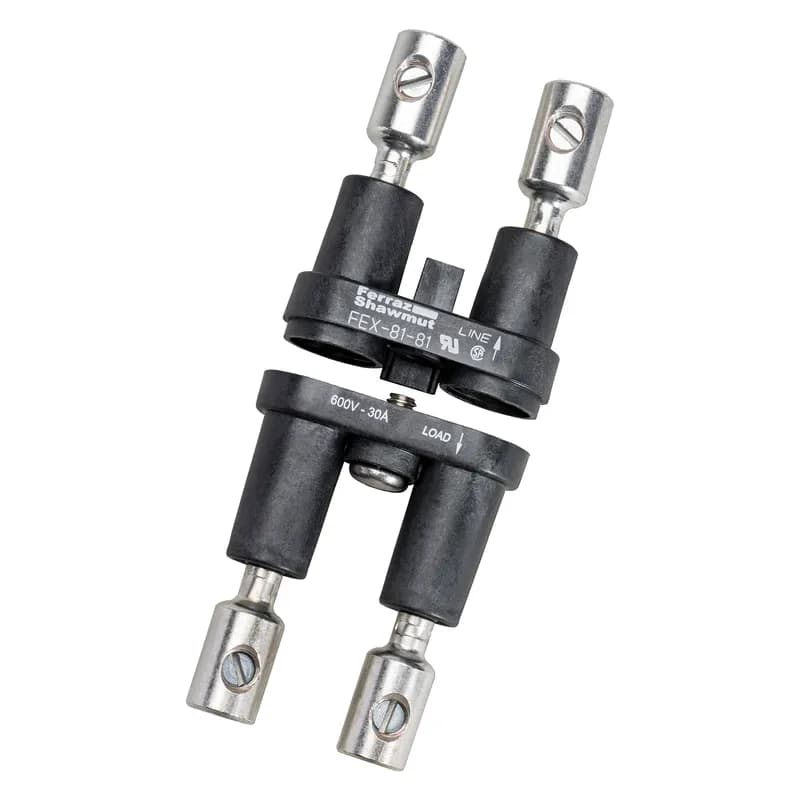 Fuse Block 600VAC 600VDC Midget 30A 2-Pole 81-81 Single Set Screw