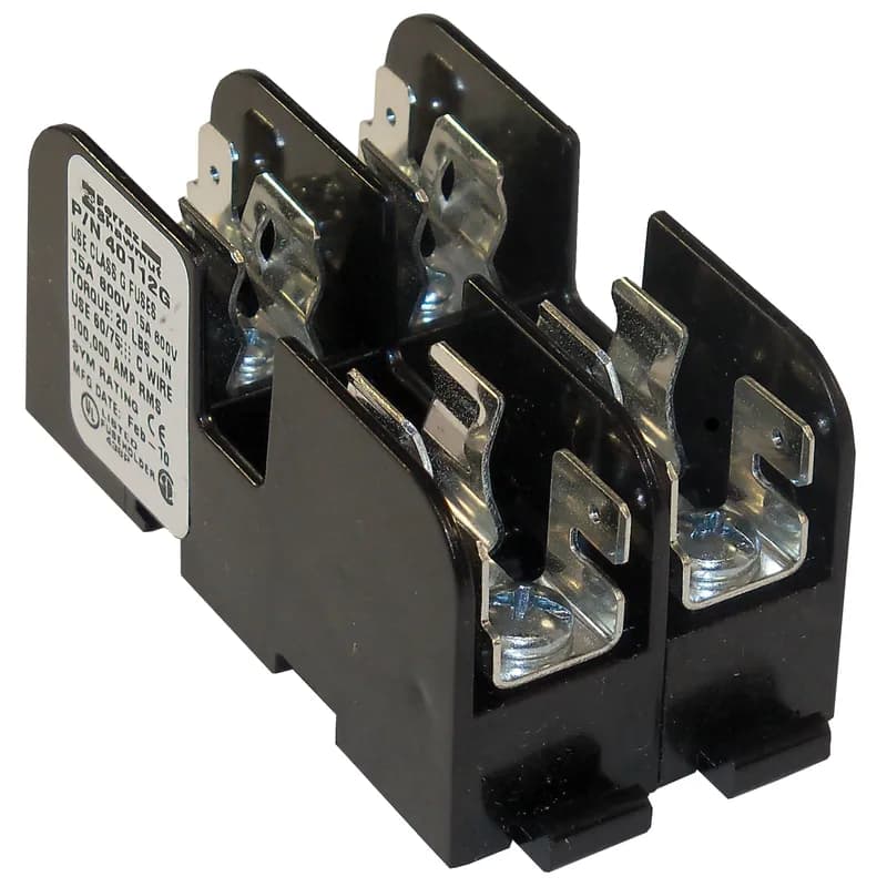 Fuse Block 600VAC 600VDC Class G 15A 2-Pole Screw with Reinforced Clip