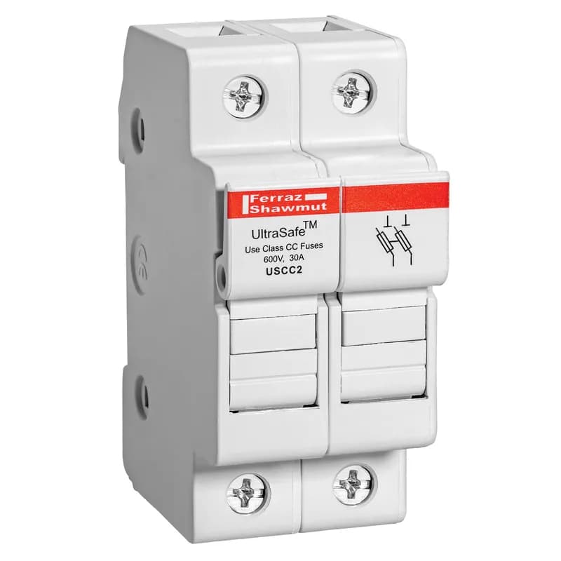 Mersen USCC2 - Fuse Holder UltraSafe™ 600VAC 600VDC Class CC 30A 2-Pole Pressure Plate IP20