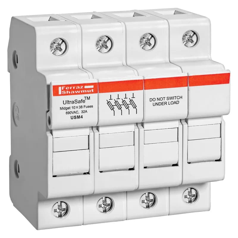 Fuse Holder UltraSafe™ 800VAC 1000VDC Midget 30A 4-Pole Pressure Plate IP20