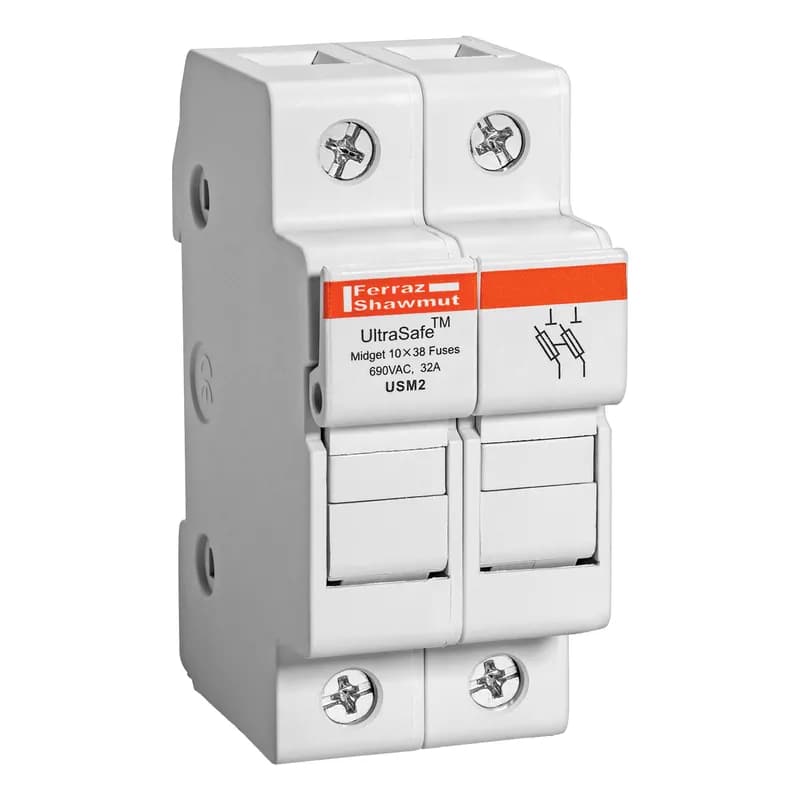 Mersen USM2 - Fuse Holder UltraSafe™ 800VAC 1000VDC Midget 30A 2-Pole Pressure Plate IP20