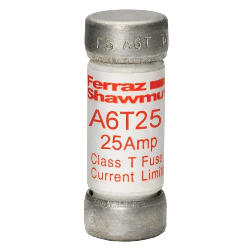 Fuse A6T - Class T - Fast-Acting 600VAC 300VDC 25A Ferrule Amp-Trap®