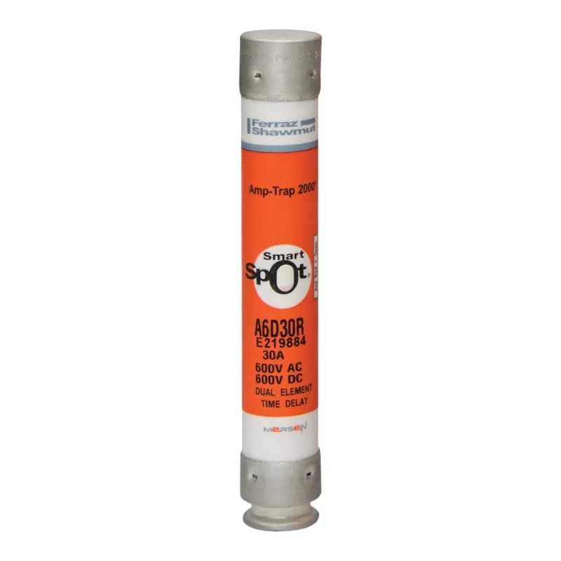 Fuse A6D-R - Class RK1 - Time-Delay 600VAC 600VDC 30A Ferrule SmartSpot® Amp-Trap 2000®