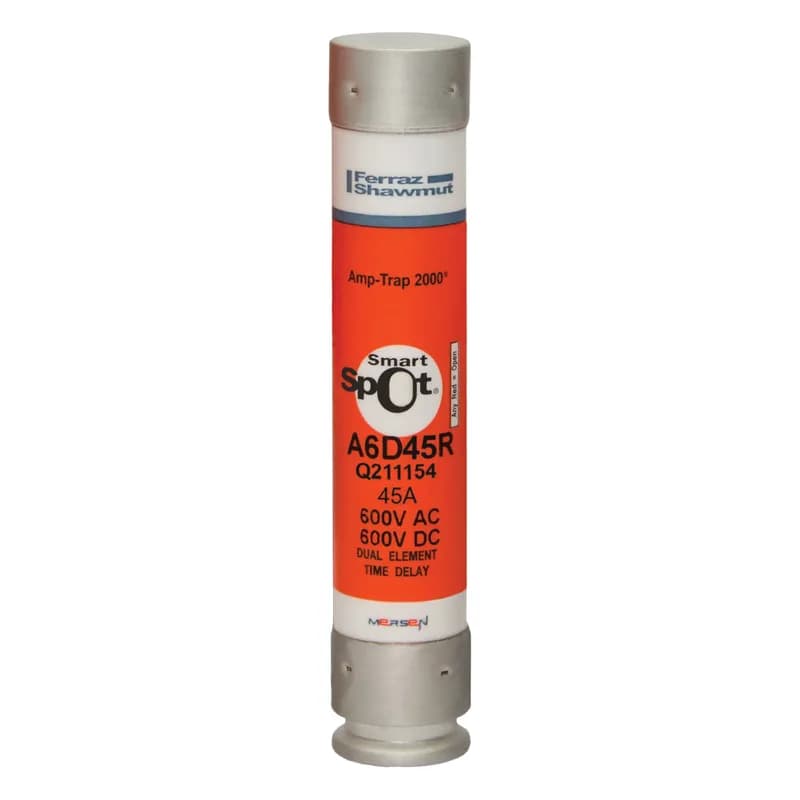 Fuse A6D-R - Class RK1 - Time-Delay 600VAC 600VDC 45A Ferrule SmartSpot® Amp-Trap 2000®