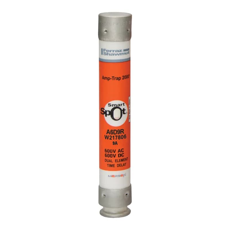 Fuse A6D-R - Class RK1 - Time-Delay 600VAC 600VDC 9A Ferrule SmartSpot® Amp-Trap 2000®