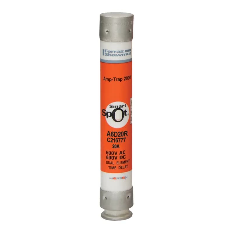Fuse A6D-R - Class RK1 - Time-Delay 600VAC 600VDC 20A Ferrule SmartSpot® Amp-Trap 2000®
