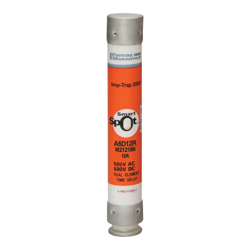 Fuse A6D-R - Class RK1 - Time-Delay 600VAC 600VDC 12A Ferrule SmartSpot® Amp-Trap 2000®