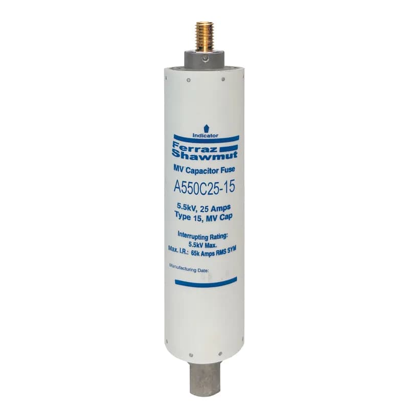Medium Voltage Capacitor Fuse 5500VAC 25A Male To Female Stud Visual Indicator Amp-Trap®