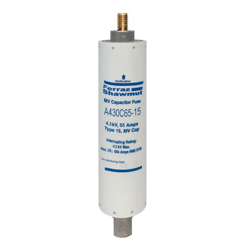 Medium Voltage Capacitor Fuse 4300VAC 65A Male To Female Stud Visual Indicator Amp-Trap®