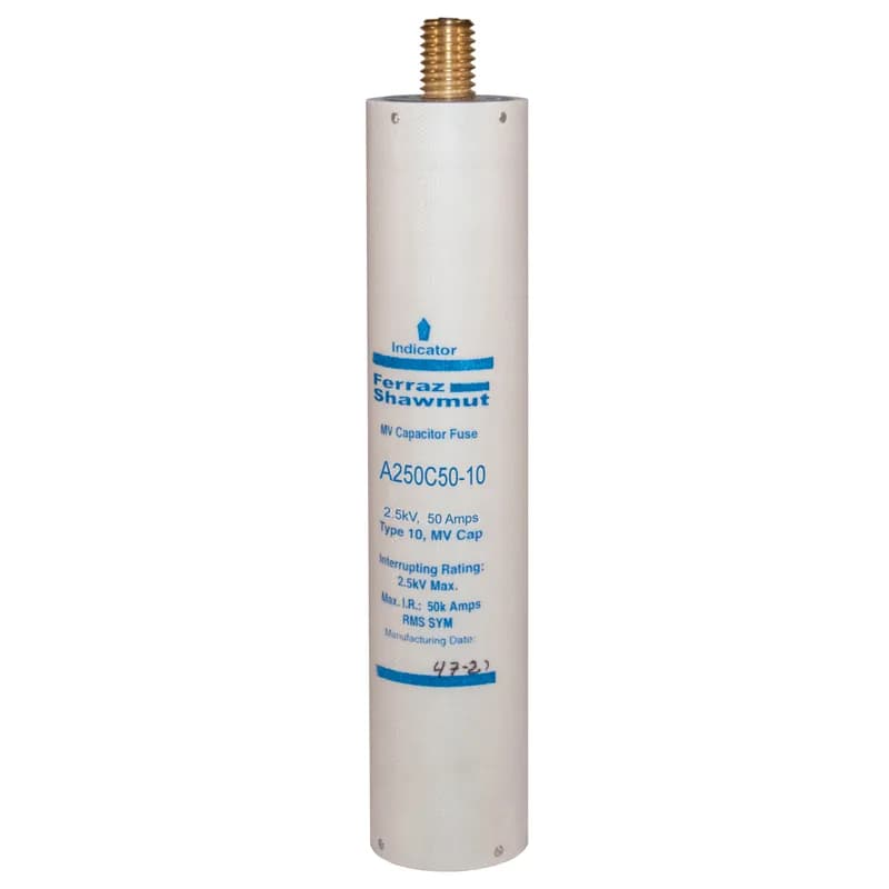 Medium Voltage Capacitor Fuse 2500VAC 50A Male To Female Stud Visual Indicator Amp-Trap®