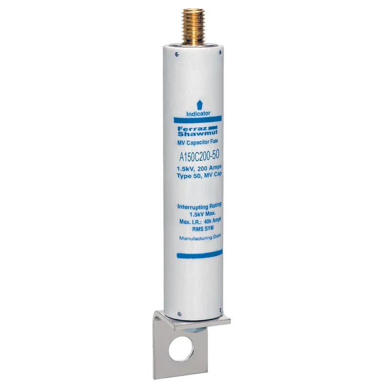 Medium Voltage Capacitor Fuse 1500VAC 200A Male Stud To L Bracket Visual Indicator Amp-Trap®