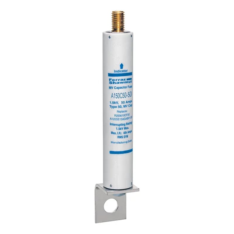 Medium Voltage Capacitor Fuse 1500VAC 50A Female Stud To L Bracket Visual Indicator Amp-Trap®
