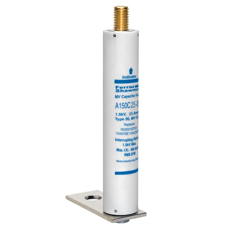 Medium Voltage Capacitor Fuse 1500VAC 25A Male Stud To L Bracket Visual Indicator Amp-Trap®