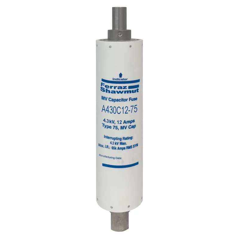 Medium Voltage Capacitor Fuse 4300VAC 12A Female Stud To Female Tube Visual Indicator Amp-Trap®