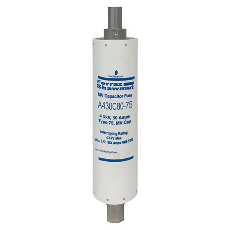 Medium Voltage Capacitor Fuse 4300VAC 80A Female Stud To Female Tube Visual Indicator Amp-Trap®