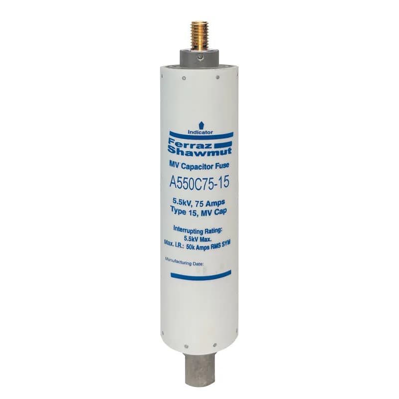 Medium Voltage Capacitor Fuse 5500VAC 75A Male To Female Stud Visual Indicator Amp-Trap®