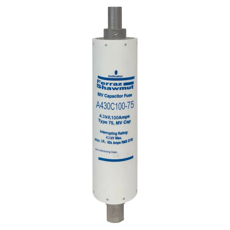 Medium Voltage Capacitor Fuse 4300VAC 100A Female Stud To Female Tube Visual Indicator Amp-Trap®
