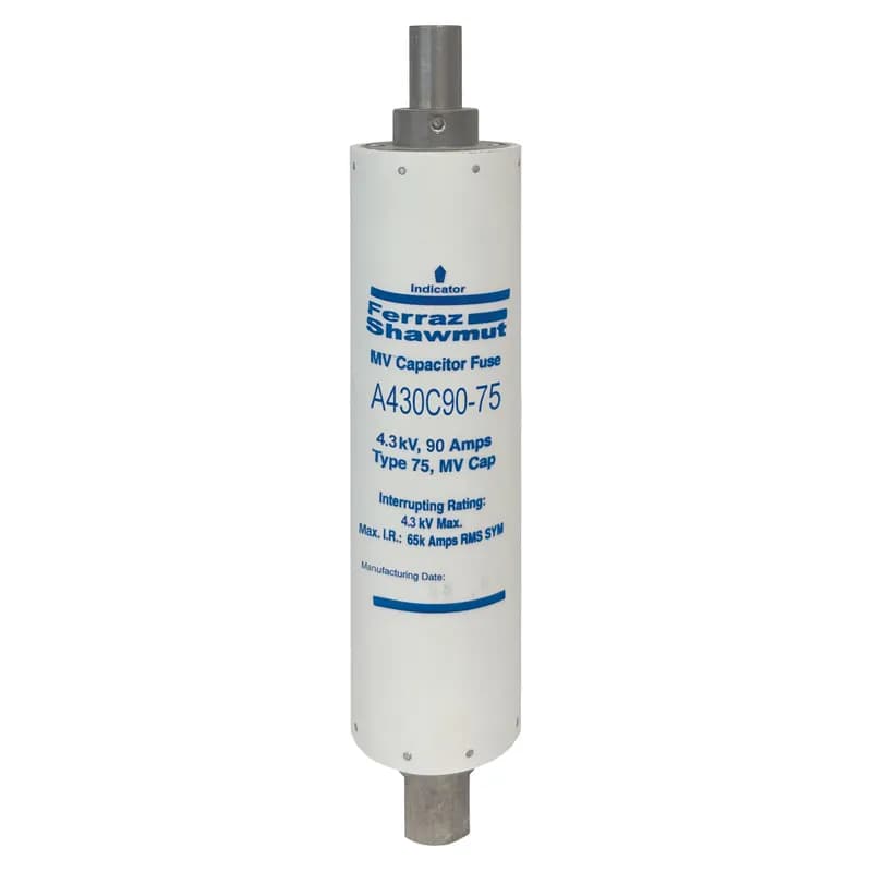 Medium Voltage Capacitor Fuse 4300VAC 90A Female Stud To Female Tube Visual Indicator Amp-Trap®