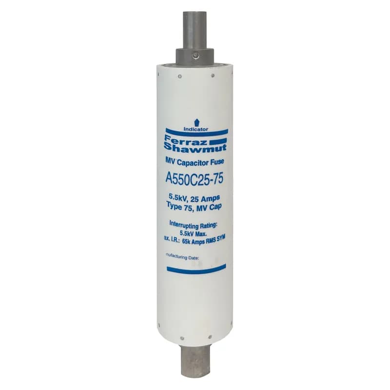 Medium Voltage Capacitor Fuse 5500VAC 25A Female Stud To Female Tube Visual Indicator Amp-Trap®
