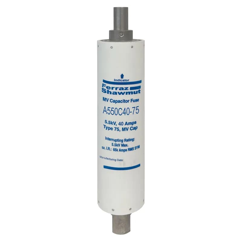 Medium Voltage Capacitor Fuse 5500VAC 40A Female Stud To Female Tube Visual Indicator Amp-Trap®