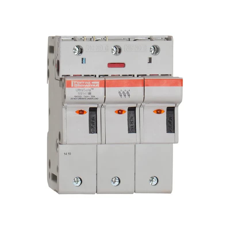 Fuse Holder UltraSafe™ 800VAC 1000VDC UL Fuse size 14x51 3-Pole Visual Indicator Microswitch Pressure Plate IP20