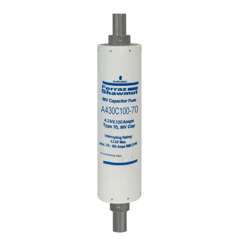 Medium Voltage Capacitor Fuse 4300VAC 100A Female To Female Tube Visual Indicator Amp-Trap®