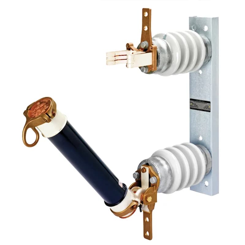 Fuse supports, non-disconnecting, are used primarily in potential transformer circuits, or where there is some other disconnecting or isolating device in series with the fuse in the circuit. Disconnecting switch devices have the additional feature of serving to isolate the equipment they protect. It should be noted that disconnecting switches are not load-breaking devices, therefore, the circuit must be open prior to the fuse disconnection. Select either a fuse support or a disconnecting switch for each fuse. Fuse supports and disconnecting switches include live parts for both ends. Both fuse supports and fuse disconnect switches can be mounted vertically or horizontally. The type EK are used for indoor installations while the type EKO are used outdoors. 15500 Volts EKO-3D CGL series.