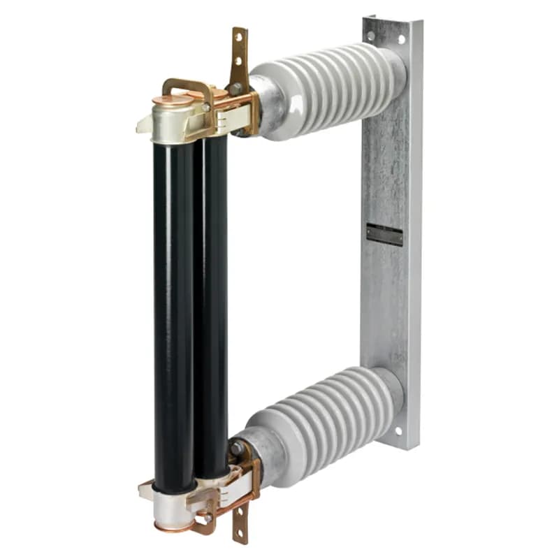 Fuse supports, non-disconnecting, are used primarily in potential transformer circuits, or where there is some other disconnecting or isolating device in series with the fuse in the circuit. Disconnecting switch devices have the additional feature of serving to isolate the equipment they protect. It should be noted that disconnecting switches are not load-breaking devices, therefore, the circuit must be open prior to the fuse disconnection. Select either a fuse support or a disconnecting switch for each fuse. Fuse supports and disconnecting switches include live parts for both ends. Both fuse supports and fuse disconnect switches can be mounted vertically or horizontally. The type EK are used for indoor installations while the type EKO are used outdoors. 8250 Volts EKO-1DD CEF series.