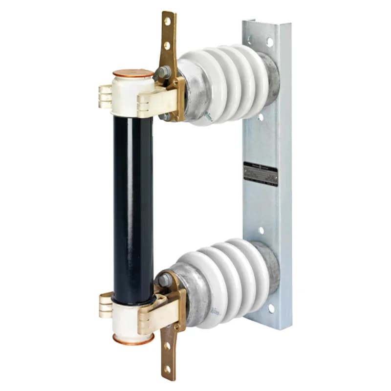 Fuse supports, non-disconnecting, are used primarily in potential transformer circuits, or where there is some other disconnecting or isolating device in series with the fuse in the circuit. Disconnecting switch devices have the additional feature of serving to isolate the equipment they protect. It should be noted that disconnecting switches are not load-breaking devices, therefore, the circuit must be open prior to the fuse disconnection. Select either a fuse support or a disconnecting switch for each fuse. Fuse supports and disconnecting switches include live parts for both ends. Both fuse supports and fuse disconnect switches can be mounted vertically or horizontally. The type EK are used for indoor installations while the type EKO are used outdoors. 8250 Volts EKO-1D CEF series.