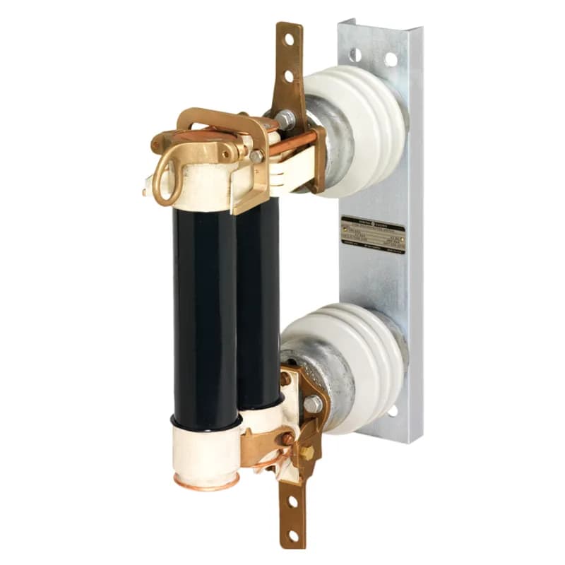 Fuse supports, non-disconnecting, are used primarily in potential transformer circuits, or where there is some other disconnecting or isolating device in series with the fuse in the circuit. Disconnecting switch devices have the additional feature of serving to isolate the equipment they protect. It should be noted that disconnecting switches are not load-breaking devices, therefore, the circuit must be open prior to the fuse disconnection. Select either a fuse support or a disconnecting switch for each fuse. Fuse supports and disconnecting switches include live parts for both ends. Both fuse supports and fuse disconnect switches can be mounted vertically or horizontally. The type EK are used for indoor installations while the type EKO are used outdoors. 25800 Volts EKO-3DD CHM series.