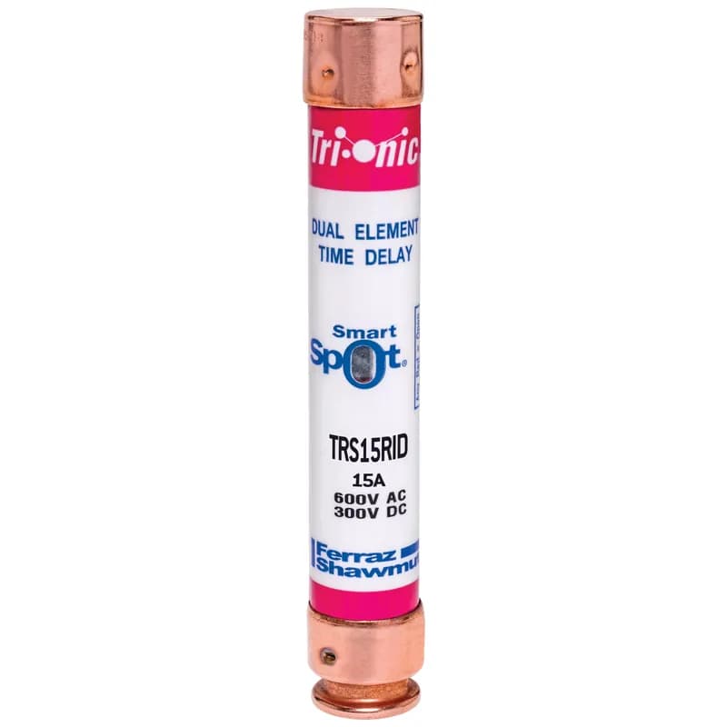 Fuse TRS-R - Class RK5 - Time-Delay 600VAC 300VDC 15A Ferrule SmartSpot® Tri-Onic®