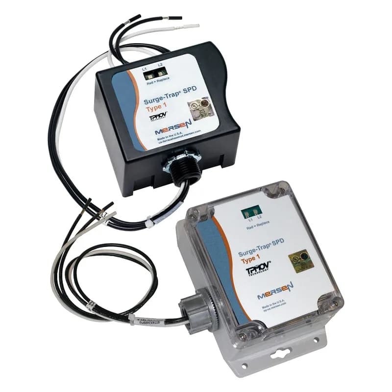Mersen STT22083PYG - Mersen's Surge-Trap® Type 1 SPD is a fail-safe and economical solution for applications that require a NEMA-style SPD. It is UL 1449 Third Edition approved and offers a wide range of voltage configurations to meet all needs in its class. The Surge-Trap Type 1 SPD features Mersen's patented TPMOV® technology eliminating the need for additional overcurrent protection, thus providing substantial cost savings. 120/208 Volts 3P Wye system type .