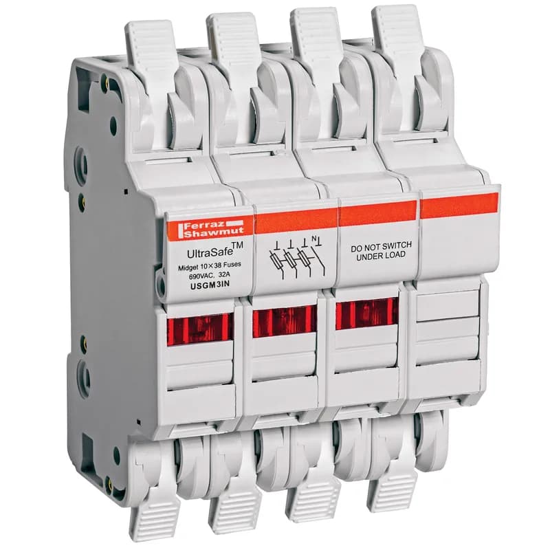 Fuse Holder UltraSafe™ 600VAC 600VDC Midget 30A 3-Pole+N LED Cage Clamp IP20