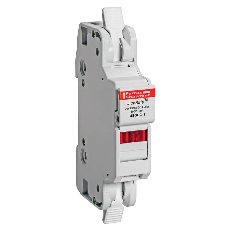 Mersen USGCC1I - Fuse Holder UltraSafe™ 600VAC 600VDC Class CC 30A 1-Pole LED Cage Clamp IP20