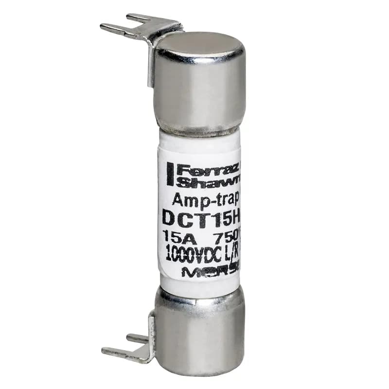 Mersen DCT15-H - Fuse DCT - Midget - Fast-Acting 750VAC 1000VDC 15A Double Hole Mount Amp-Trap®