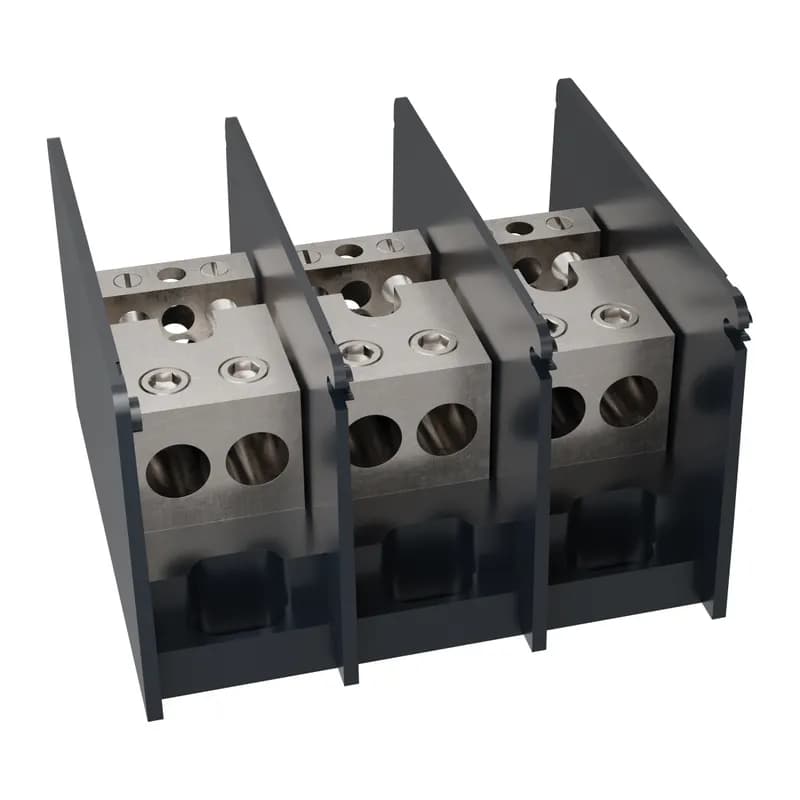 Mersen MPDB67543 - Open-Style PDB UL 1953 1000V 360A Tin-plated Aluminum - 460A 3-Pole 2 - 6 openings; 4/0-#6 --- #2-#14 Box to Box