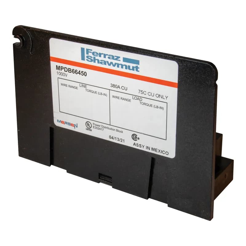 Open-Style PDB UL 1953 1000V Tin-plated Copper - 380A Adder 1 - 4 openings; 500-#4 --- 350-#6-#2-#14 Box to Box