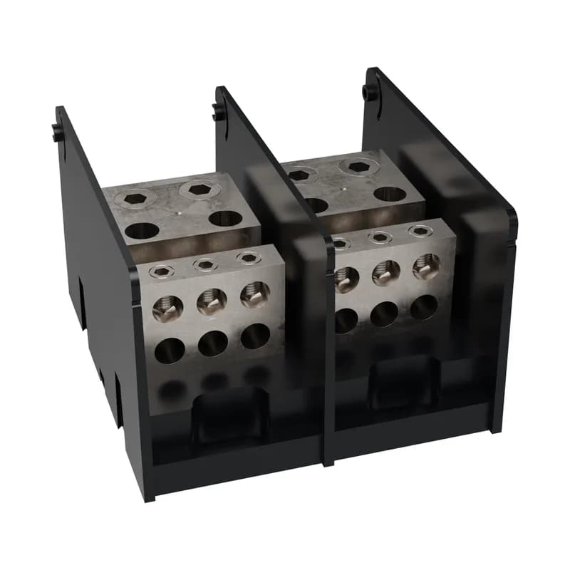Open-Style PDB UL 1953 1000V Tin-plated Copper - 620A 2-Pole 2 - 6 openings; 350-#6 --- 2/0-#14 Box to Box